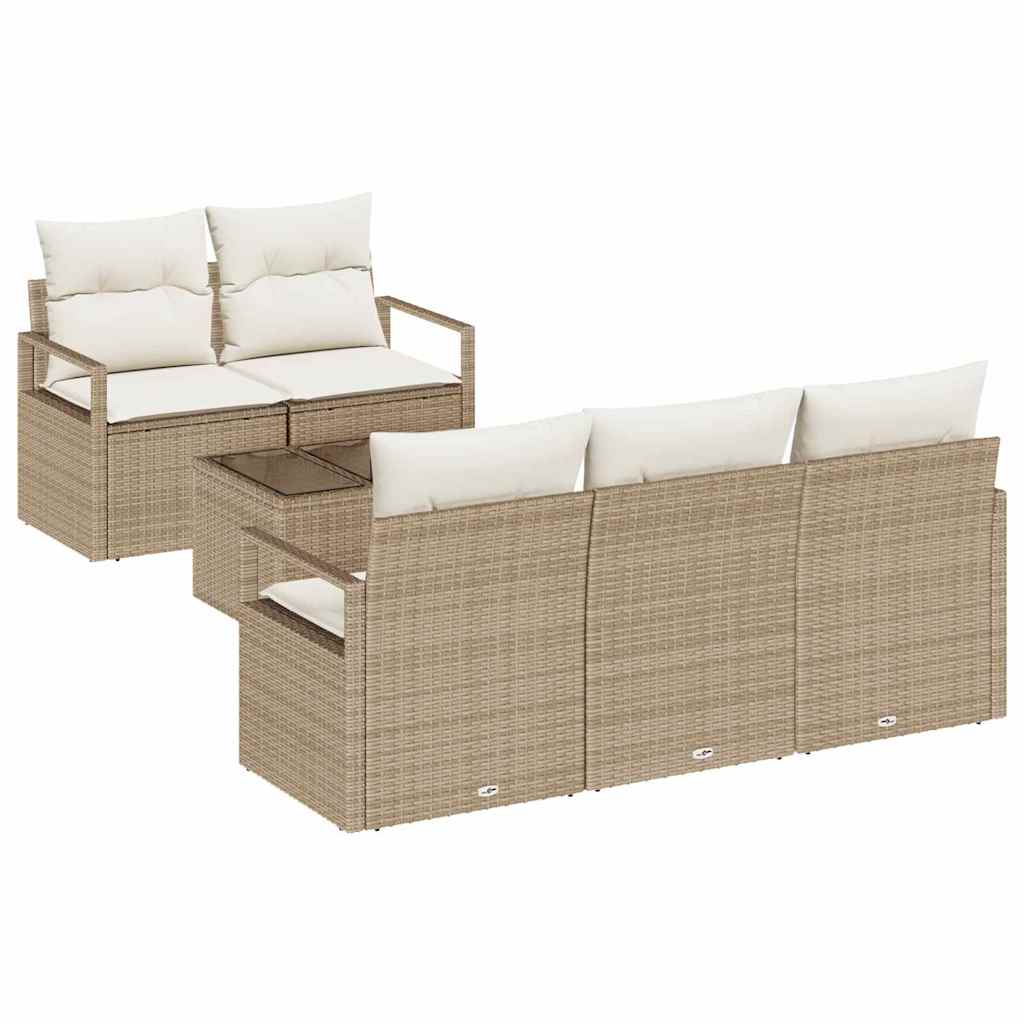 Garten-Sofa-Set mit Kissen mit Speicher 6 pcs Beige und Creme